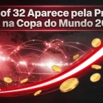World Cup Round of 32 multiplier curve, coins, and global stadium in crimson.