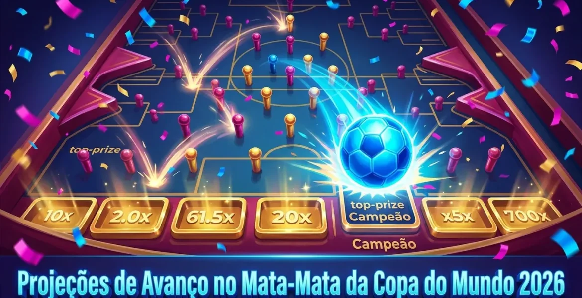 Plinko-style board with a soccer ball landing for World Cup projections.