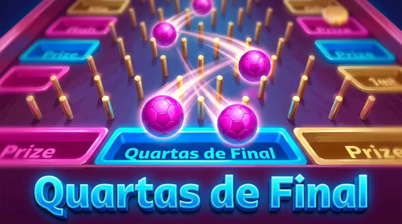 Bouncing soccer balls on Plinko board for quarter-finals.